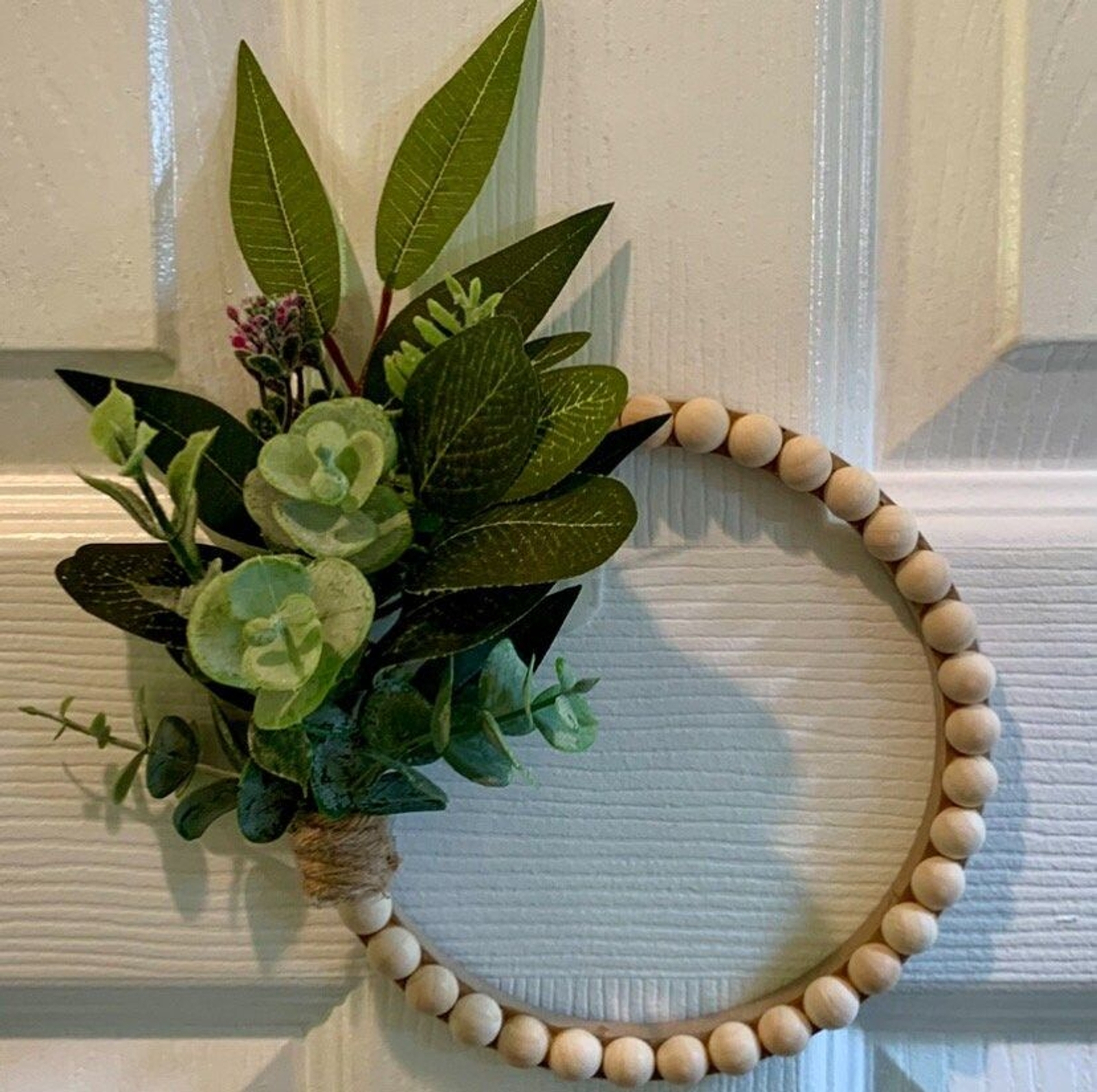 Everyday Greenery Bead Wreath, Boho Bead Hoop Wreath, Boho Wreath
