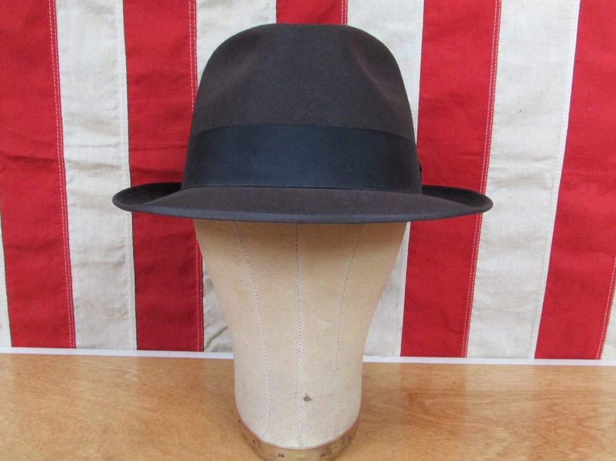 Vintage 1950s Champ Wool Felt Brown Fedora Hat Kasmir Short Brim