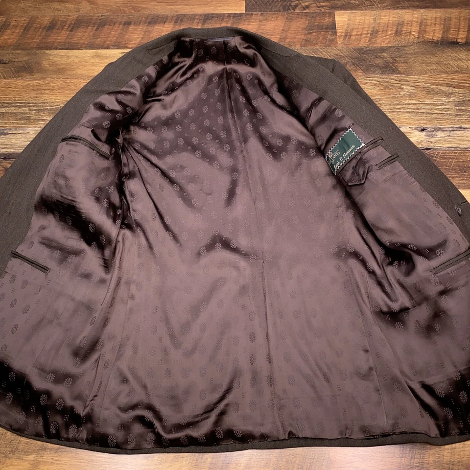 Traje Tom James Vintage Doble Pecho 2 Piezas 42R Verde Lana Pantalones 29x34 Foto 3 de 4