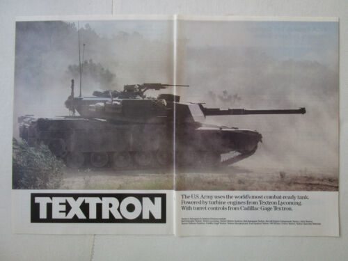 4/1989 PUB TEXTRON LYCOMING TURBINE ENGINE M1 ABRAMS MAIN BATTLE TANK CHAR AD - Photo 1/1