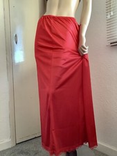 Lipstick Red Silky  Lace Trim Hem Long Formal Length Half Slip Petticoat L-XL