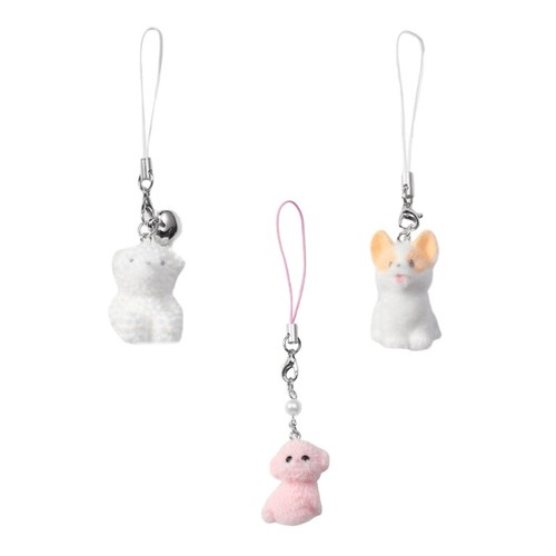 Cute Dog Bear Pendant Phone Lanyard Soft Flocking Plush Keychain for Mobiles - 第 1/10 張圖片