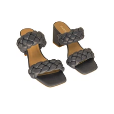 Denim Blue 3" block heels 2 woven straps mule shoes SZ 7.5 new without tags.