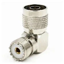 N-Type Male Plug to SO-239 UHF Female Jack Right-Angle RF Adapter Connector