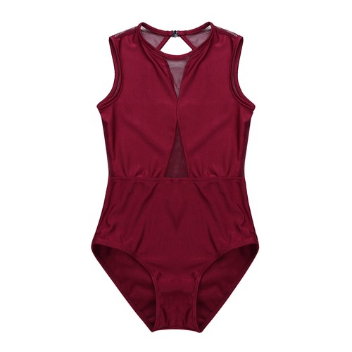 UK Kids Girls Mesh Keyhole Back Ballet Dance Gymnastics Leotard Jumpsuit Costume - Picture 13 of 38