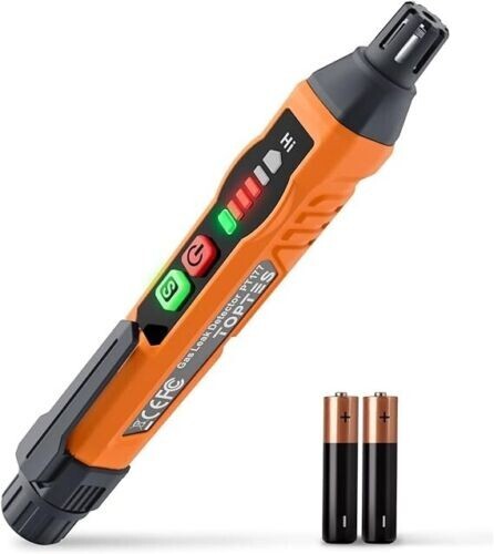 AEGTEST 1223 Gaslekdetector met visueel en akoestisch alarm, ingebouwd licht, aardgasdetector voor het vinden van brandbare lekbronnen zoals methaan, huishoudelijk propaan en camper