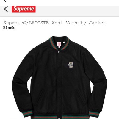 supreme lacoste varsity jacket sizing