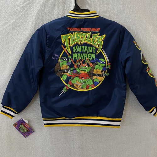 Teenage Mutant Ninja Turtles Bomber Jacket Boys 10-12 Blue Full Zip Pickets - Picture 2 of 16