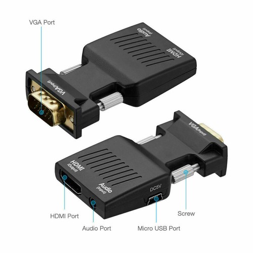 VGA To HDMI Adapter Full HD 1080P Audio Video Converter Laptop PC To TV HDTV AV - Picture 10 of 10
