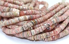 Natural Rhodochrosite Faceted Rondelle Heishi Beads 6-7mm 8" Strand AAA