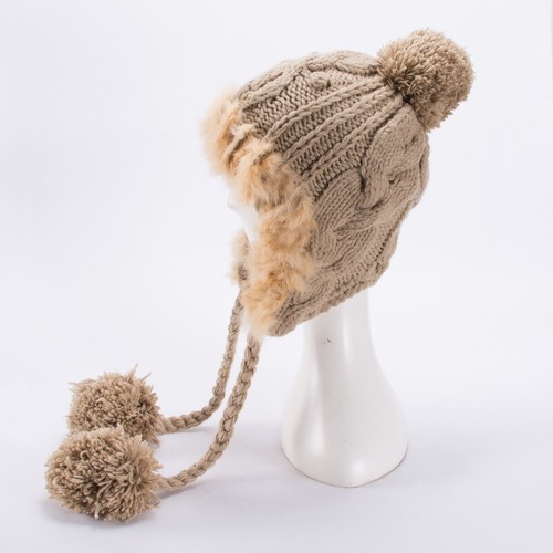 Damenmütze Strick Bommel Winter Freizeit Trooper-Stil Ohrenwärmer A018 - Bild 38 von 39