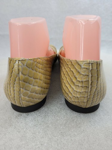 Alex Marie Women's 7.5 M Green Cream Leather Slip On Open Toe Ballet Flat - 第 3/8 張圖片