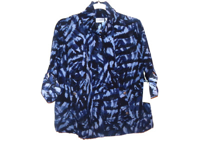NWTS ZENERGY BT CHICO'S SZ.1(S),NATASHA PRINT CRATER BLUE JACKET