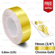 CHROME GOLD 3/4" 19mm Roll PIN STRIPE Car Striping Line TAPE Decal Vinyl Sticker