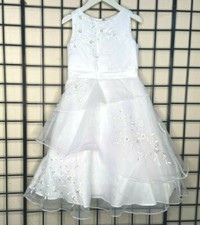 NWT New So Plush White Chiffon Tiers Sweetie Pie Pageant/Party/Formal Gown 5/6Y