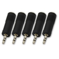 Audio Adapter 1/8 3.5mm Male Stereo Plug to 1/4 6.35mm Female Stereo Jack 5 pack
