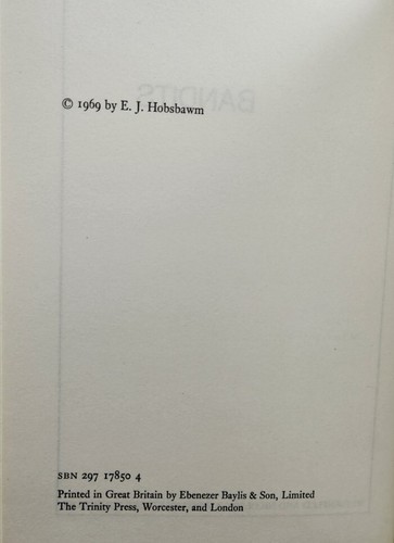 Bandits by E.J. Hobsbawm, First Edition Hardcover, 1969 - Picture 5 of 9