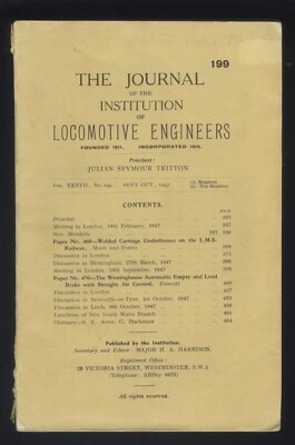 ZEITSCHRIFT DER INSTITUTION LOKOMOTIVINGENIEURE 1947 LMS INTERESSE