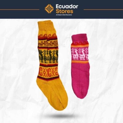 Wholesale Lot Of 10 Alpaca Socks Ecuador LLama 100% Handmade Warm Unisex