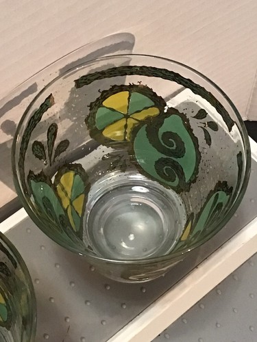 6 bicchieri vintage Georges Briard cocktail lowball stoviglie MCM limone/lime anni '60 - Foto 5 di 6