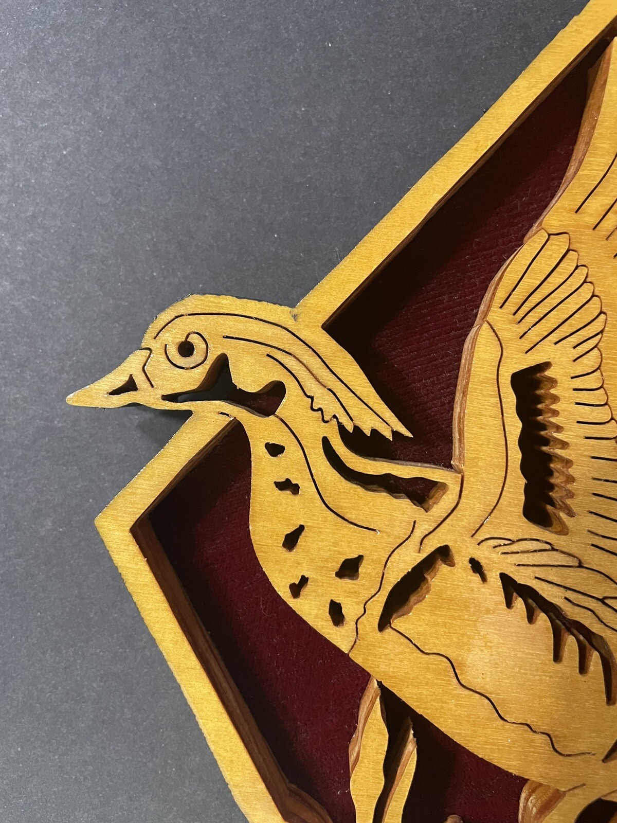 Flying Duck 3D Relief Wood Cut Out Dimensional Picture Wall Hanging - Vintage