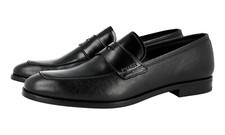 PRADA Saffiano Leather Penny Loafer Dress Shoes - 2DB161 - Black - NEW