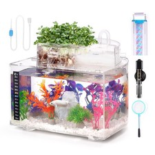 Betta Fish Tank Kit, 2.5 Gallon Aquarium Self-Cleaning with LED Light, Filter...