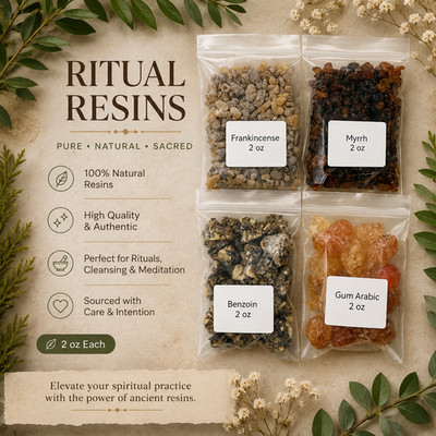 Resin Incense Variety Sampler Set of 4 Different Scents. 2 oz each