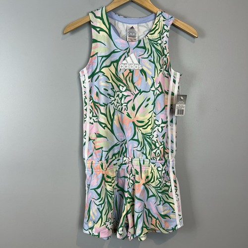 Adidas Romper Girls Size 16 XL Tropical Pastel Print Racerback Athletic NWT