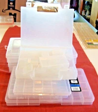 Lot of 6 Plastic Compartmented Storage Boxes With Lids For Beads, Crafts (#2)