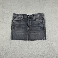 MOTHER SUPERIOR The Vagabond Mini Fray Denim Jean Skirt Dark Washed Size 27 963