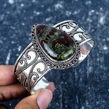 Brazalete de piedras preciosas de jaspe sangre de dragón joyería de plata de ley 925, brazalete,