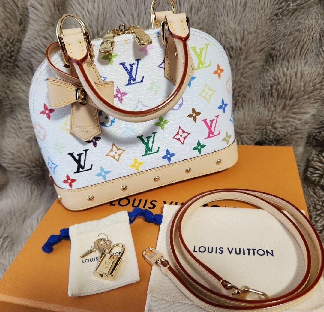 Louis Vuitton x Takashi Murakami Alma BB Shoulder Bag Canvas Auth