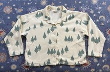 Vintage Michigan Rag Co. Stained Button Up Jacket Winter Trees All Over Print