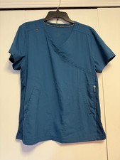 Koi Lite Women Scrub Caribbean Blue Top Sz L Med. Short Sleeve Logo Slim Fit