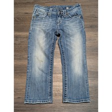 Miss Me Jeans Girls Size 12 Light Wash Distressed Bootcut Denim Capri JK5330P3