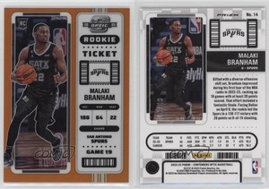2022-23 Panini Contenders Optic Rookies Orange Prizm /49 Malaki Branham #14 RC