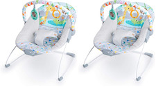 Safari Fun 3-Point Harness Vibrating Baby Bouncer with Toy Bar Pack of 2