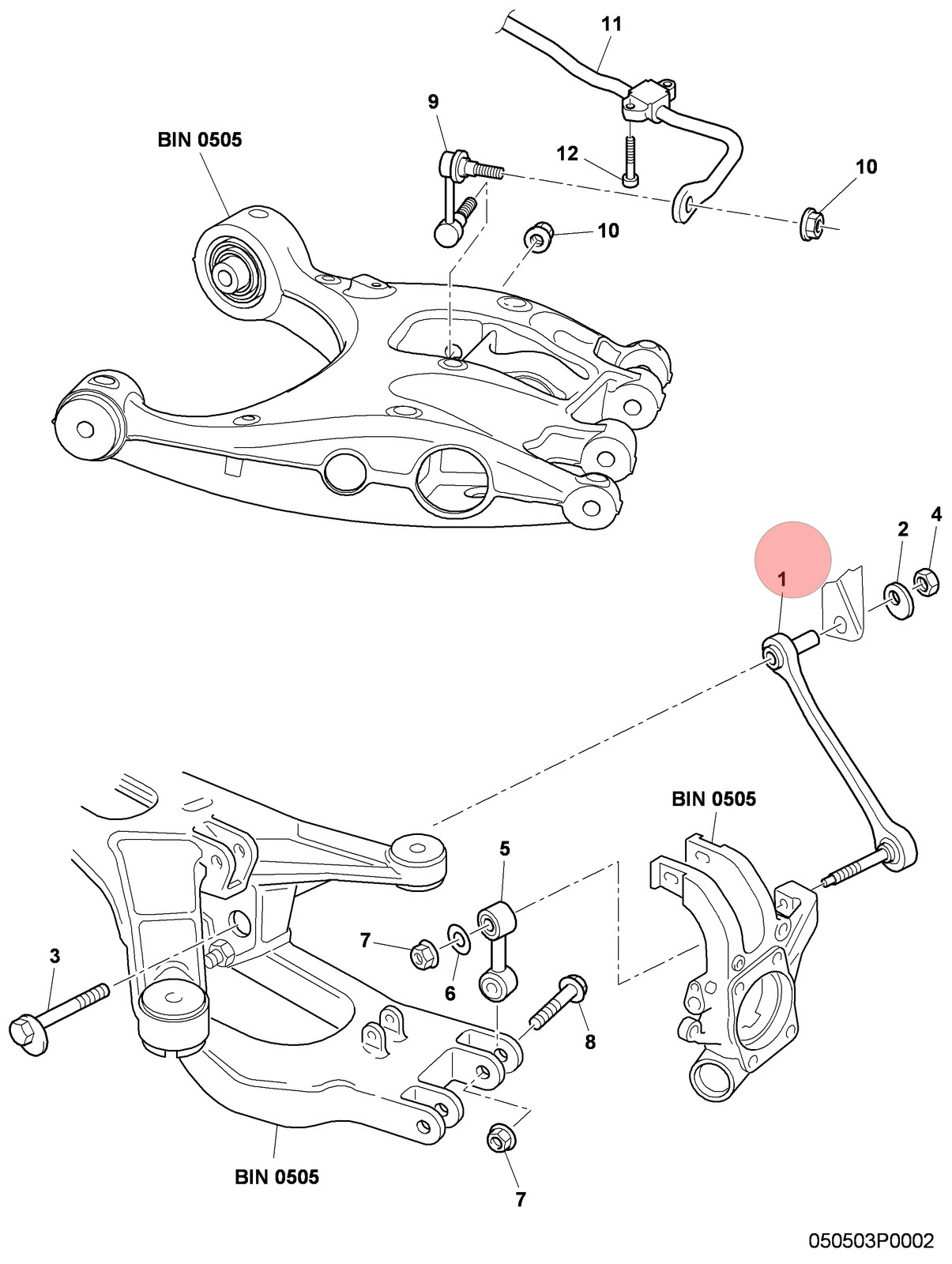 07-11 BENTLEY CONTINENTAL GTC REAR LEFT DRIVER SIDE TIE ROD CONTROL ARM OEM