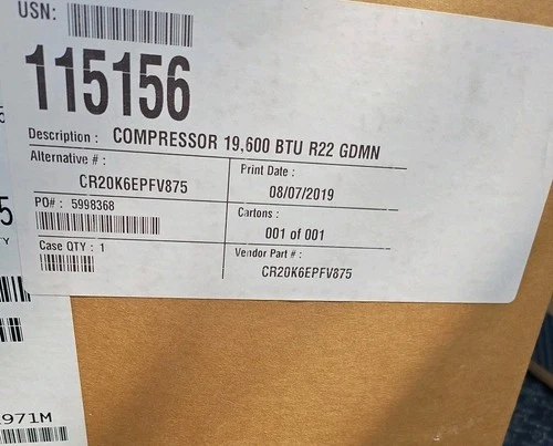 COPELAND CR20K6E-PFV-875 / CR20K6EPFV875 (BRAND NEW)