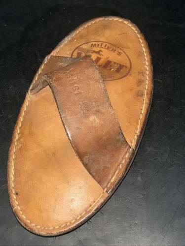 Vintage Miller’s Vallet 1960s Leather/Silk Horse Brush 8”x4”