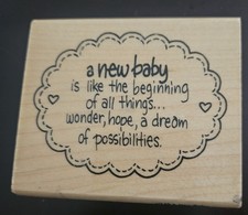 Stampendous Wooden rubber stamp A New Baby V148 3" 2"