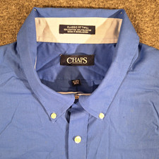 Chaps Button Up Dress Shirt Mens Size 17-17.5 34/35 White Classic Fit Oxford