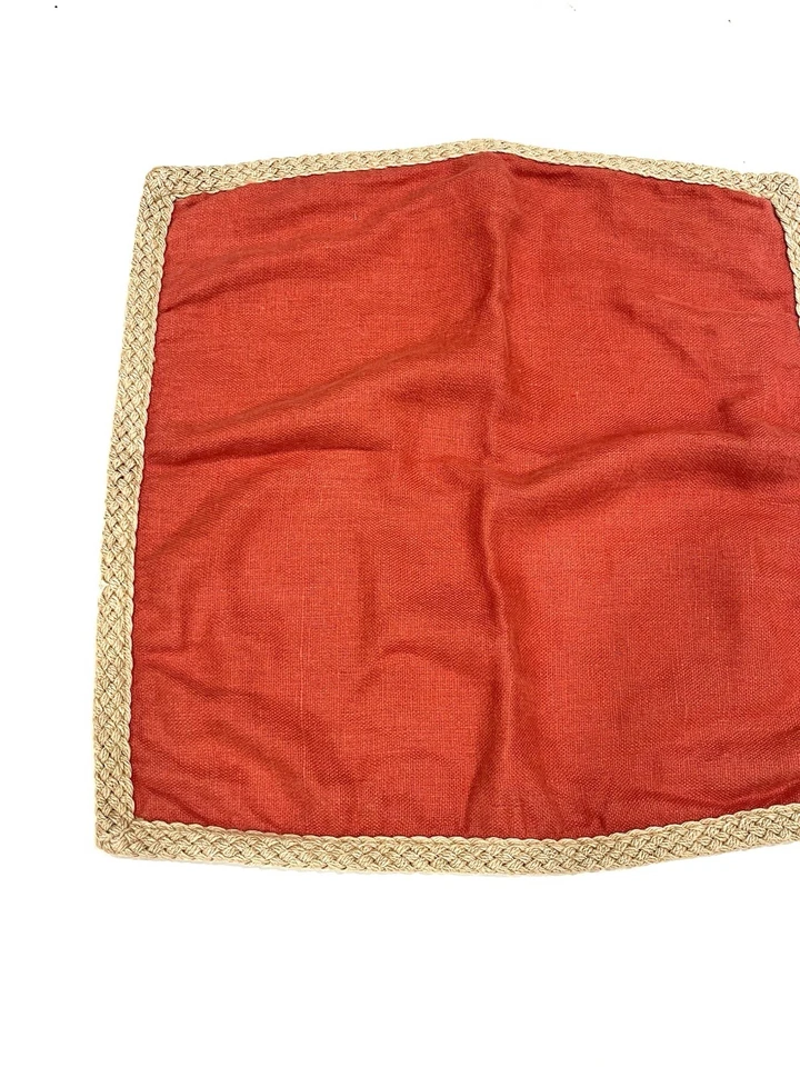 Pottery Barn Orange Rust Braided Jute Pillow Sham Cover 20x20 Linen, Free Ship! - Image 3 of 4