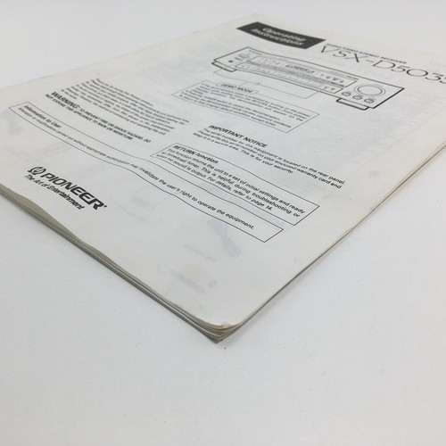 Pioneer Owners Manual Operating Instructions for VSX-D503S - A/V Stereo Receiver - Picture 5 of 8