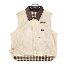 VTG Dickies Vest Mens XL Zip-Up Corduroy Collar Plaid Flannel Lined Duron Work
