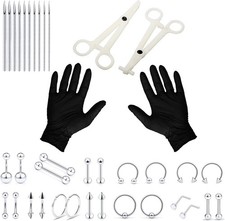 Vsnnsns Piercing Kit 316L Surgical Steel Body Jewelry Silver