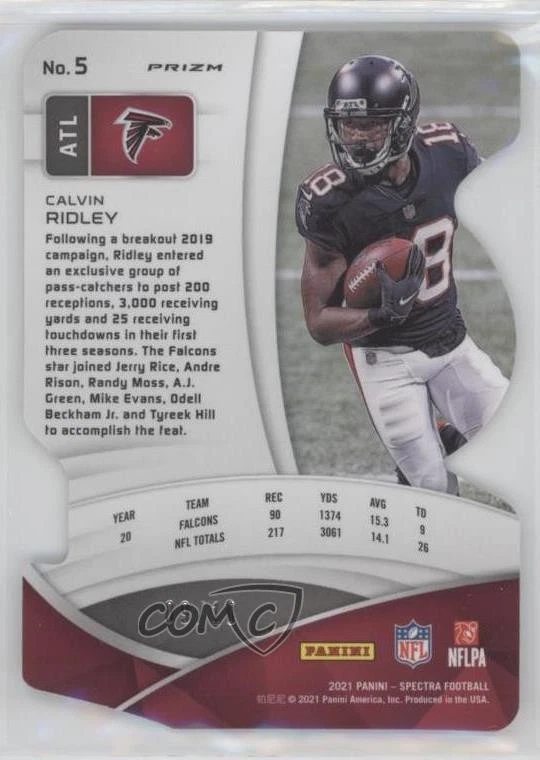 2021 Panini Spectra Neon Orange Prizm Die-Cut /10 Calvin Ridley #5 - Image 2 of 2
