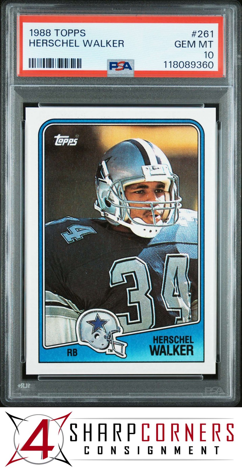 1988 TOPPS #261 HERSCHEL WALKER COWBOYS PSA 10