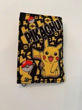 Pokemon Pikachu Wallet Buckle Down Trifold Kids Card Holder Black Yellow NEW